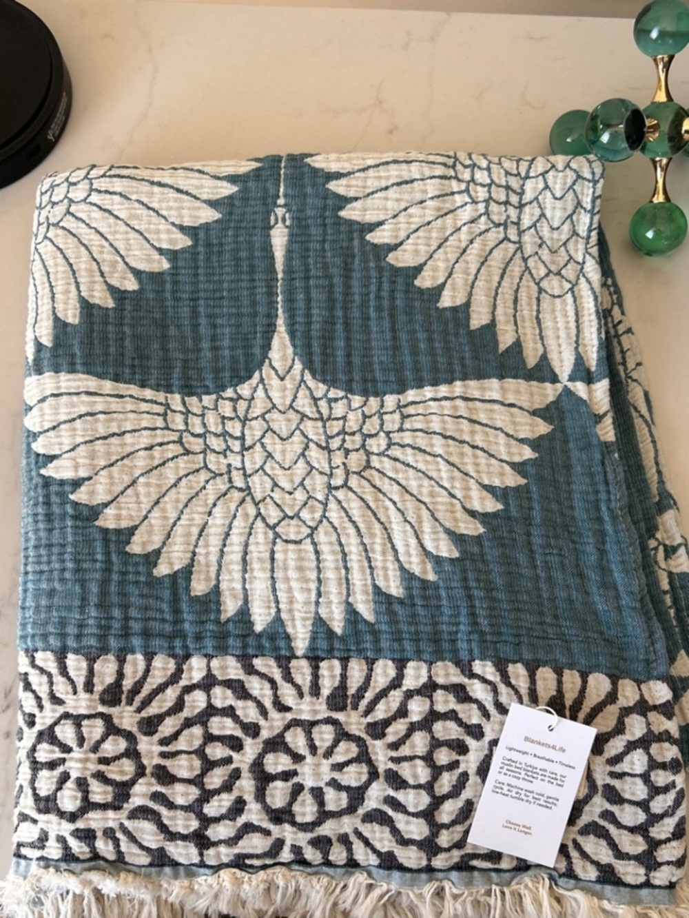 Luxury Woven King Bedspread in Teal 100% Cotton Quilted + Woven 2 Side NEW - Picture 4 of 16